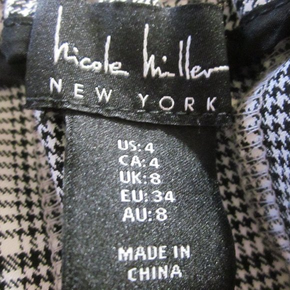 Nicole Miller New York Pants 4 Black/White Plaid Wide Leg - Picture 2 of 7